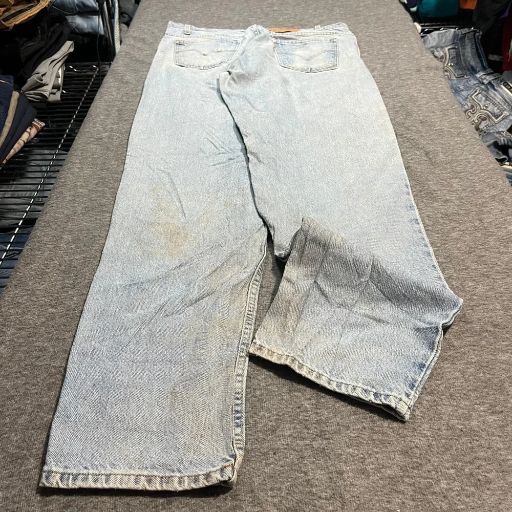 Vintage Levis 550 Made in USA Orange Tab Jeans 38x36 Light Wash 90s Tapered Leg